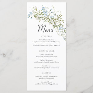Menu Mariage vert Fleur sauvage bleu printemps
