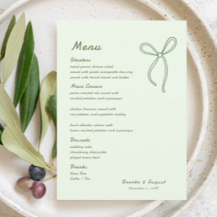Menu Mariage vert main-tiré