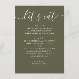 Menu Mariage Vert Olive Assourdi. Réception Moderne de