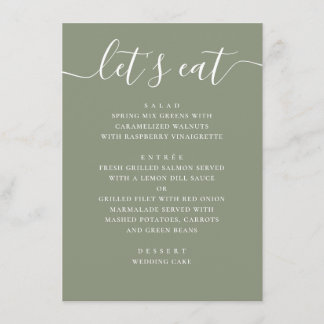 Menu Mariage Vert Sauge | Écriture Moderne Minimaliste