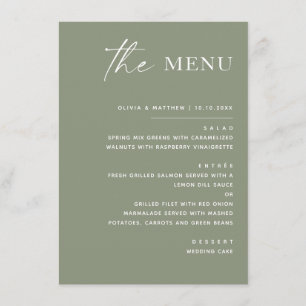 Menu Mariage Vert Sauge Poussiéreux   Élégant Jardin Ex