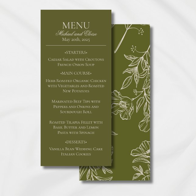Menu Mariage Vert Ton Terre Moderne (Modern Elegant Earth Tone Wedding Suite Theme with options to personalize for your special day.)