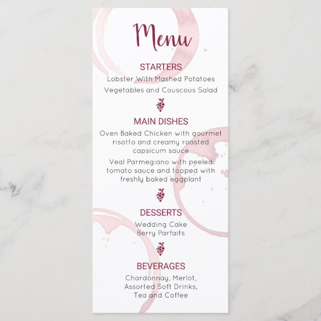 Menu Mariage Vins (Devant)