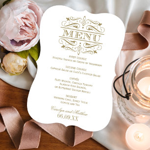 Menu Mariage Vintage Antique Or Flourish