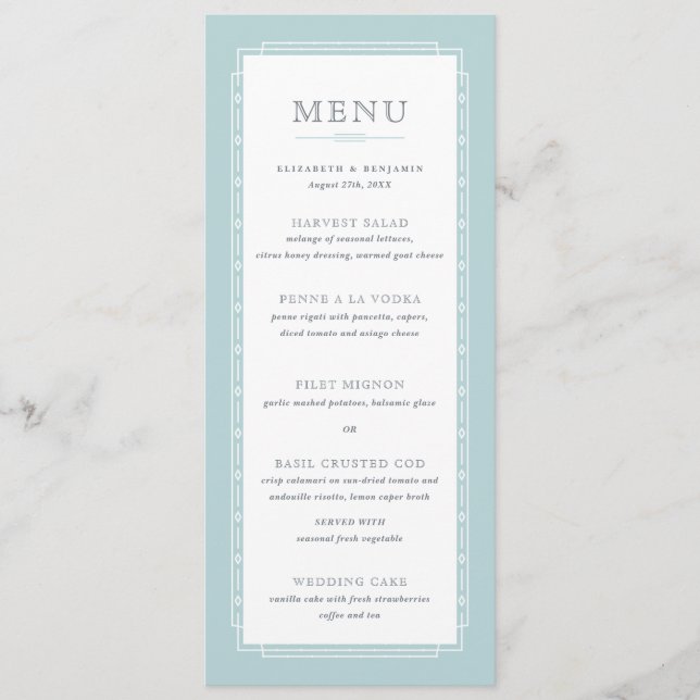 Menu Mariage Vintage blanc moderne (Devant)