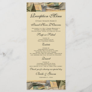 Menu Mariage Vintage, Couleurs Terre, Art Cubiste