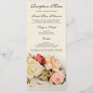 Menu Mariage vintage Jardin antique Fleurs Roses