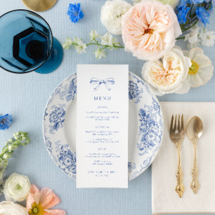 Menu Mariage vintage Main Draw Bow Blue
