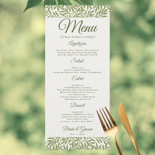 Menu Mariage vintage, Victorian Willow Feuille Motif