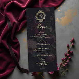 Menu Mariage Vintage Victorien Crête Sombre