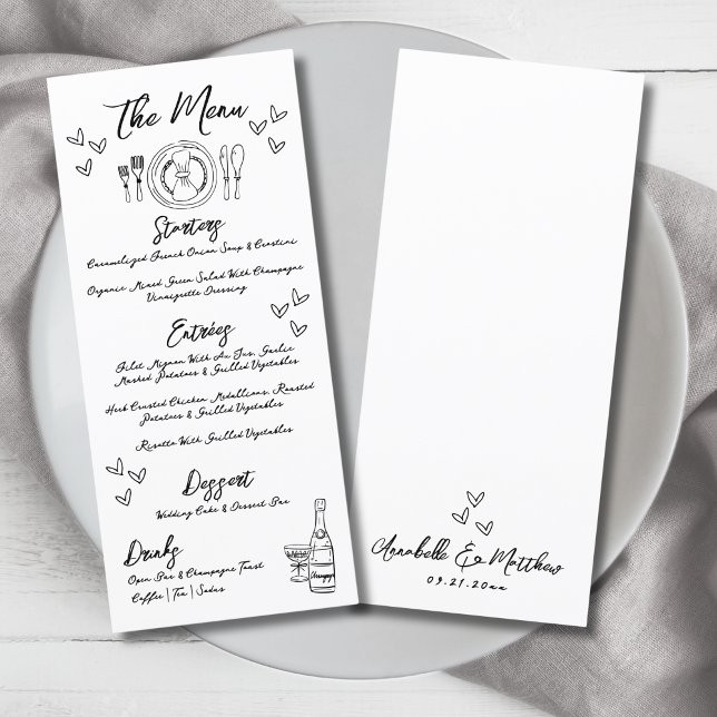 Menu Mariage Whimsical Quirky Draw à la main (Créateur téléchargé)