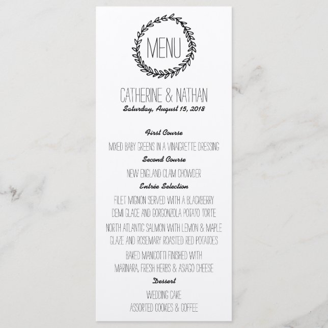 Menu Mariage Wreath Rustic Kraft (Devant)