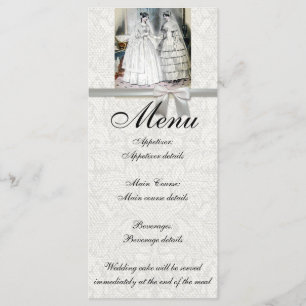 Menu Mariées vintages Mariage blanc antique