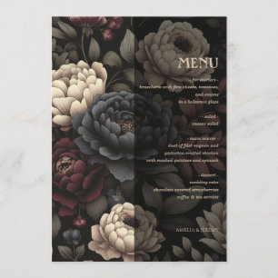 Menu Marine Blue & Burgundy Moody Floral