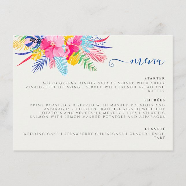 Menu Marine Blue Rose Wild Rain Forest Mariage À feuill (Devant)