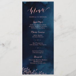 Menu Marine blush calligraphie rustique floral mariage 