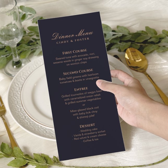 Menu Marine moderne et Rose Mariage d'or (Créateur téléchargé)