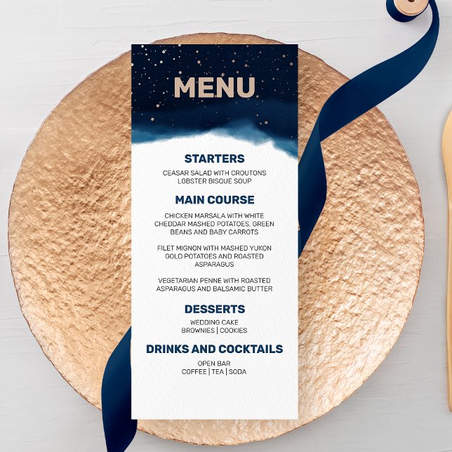Menu Marine Ombre Sky avec Mariage d'étoiles de bronze (Créateur téléchargé)