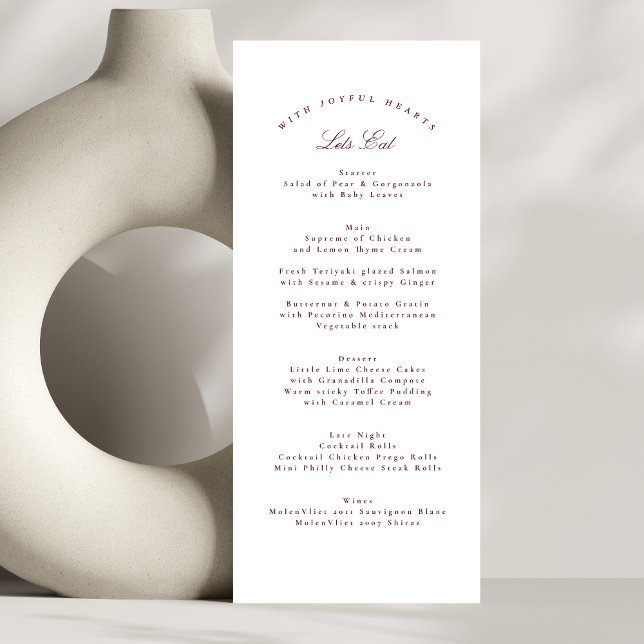 Menu Maroon classique Burgundy Calligraphie Mariage off (Créateur téléchargé)