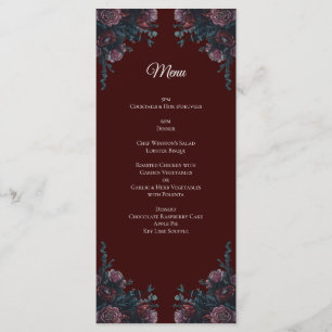 Menu Maroon foncé Mauve Gothique Mariage élégant