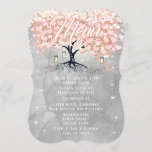 Menü Mason Jar Pink Herz Leaf Tree Wasserfarbe Menükarte