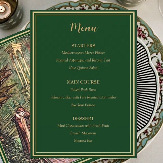 Menu Médiéval Gold Floral Coeurs et Mariage d'épée (Créateur téléchargé)