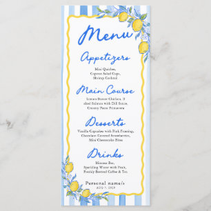 Menu Méditerranéen à rayures bleues