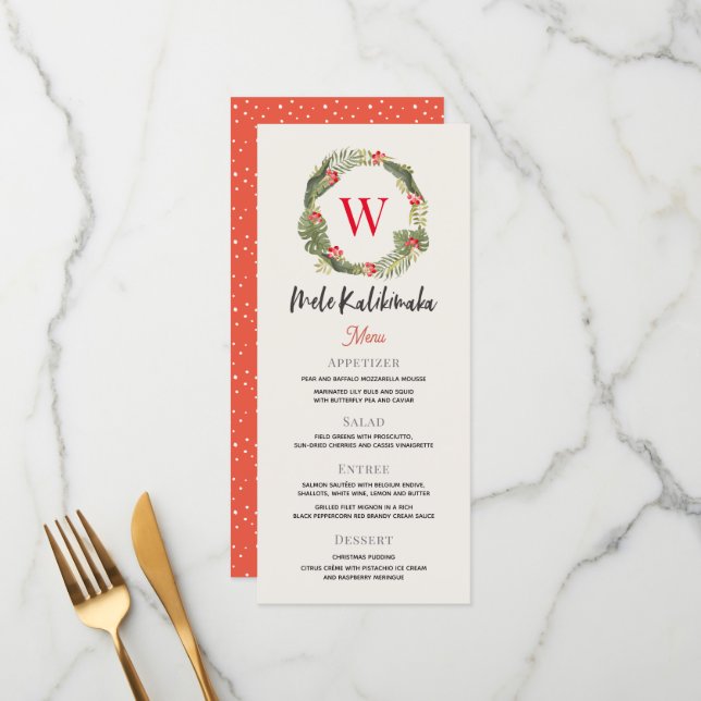 Menu Mele Kalikimaka Monogram (Devant/Arrière en situation)
