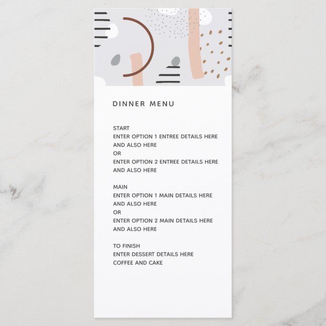 Menu Memphis moderne Formes Tan Mariage Motif (Devant)