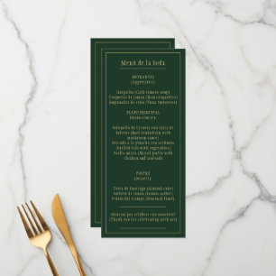 Menu Menú Bodas Oro Verde Bilingüe Español Inglés