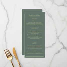 Menu Menú Bodas Oro Verde Oliva Bilingüe Español Inglés