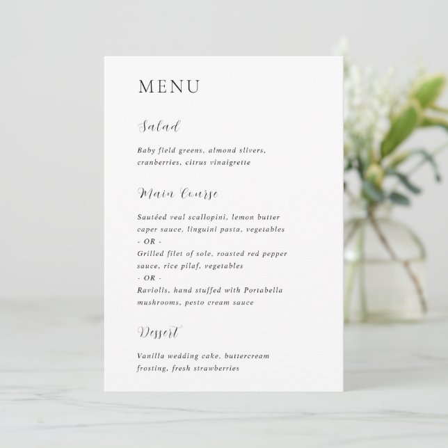 Menu Merrin Noir et Blanc Mariage élégant (Debout devant)