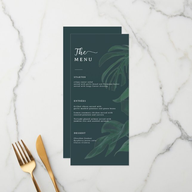 Menu Minimal and Chic Green Wedding  (Devant/Arrière en situation)