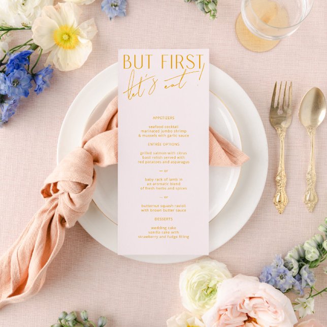 Menu minimal moderne Blush PInk et Mariage jaune (Créateur téléchargé)