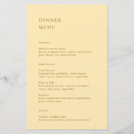Menu minimaliste Beurre Jaune Mariage moderne