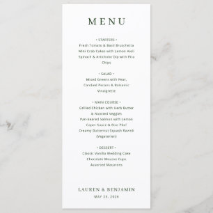 Menu Minimaliste Blanc Élégant