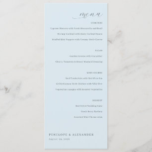 Menu minimaliste bleu élégant