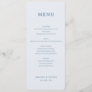 Menu minimaliste bleu élégant