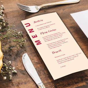 Menu minimaliste Contemporain Élégant Mariage Part