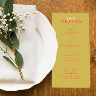 Menu minimaliste de la barre de Mariage moderne | 