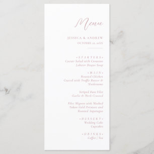 Menu Minimaliste Dusty rose & blanc Mariage simple