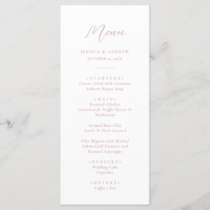 Menu minimaliste Dusty Rose & Blanc Simple Mariage