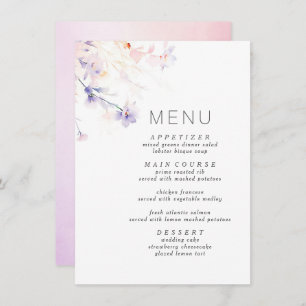Menu minimaliste épuré violet et blanc