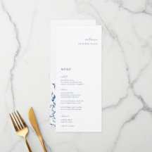 Menu minimaliste Floral bleu