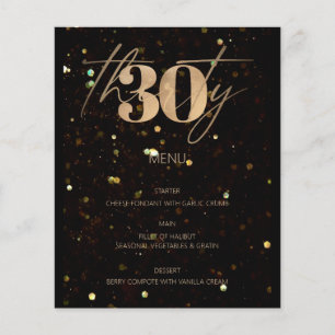 Menu minimaliste Gold 30th Budget Anniversaire de