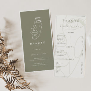 Menu minimaliste Ivoire/Olive Lash & Flèche