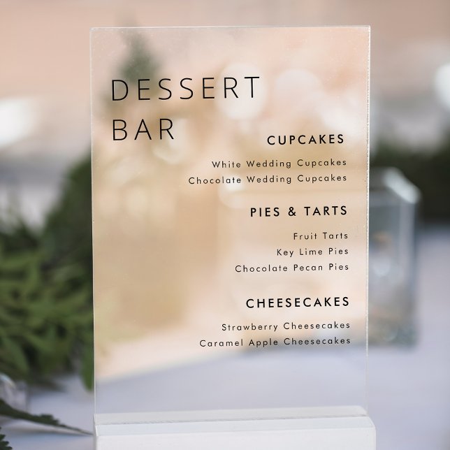 Menu minimaliste Mariage moderne Dessert Bar (Créateur téléchargé)