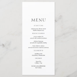 Menu minimaliste Mariage noir et blanc
