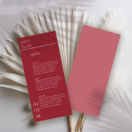 Menu minimaliste Mariage rouge Crimson
