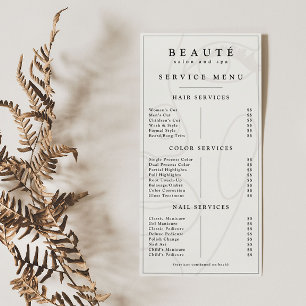 Menu minimaliste moderne ivoire/salon noir/Spa